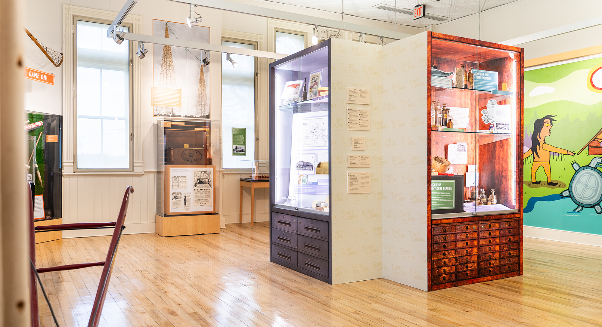 Displays in a museum gallery