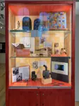 "Display case in Aurora room, showing historical artifacts"